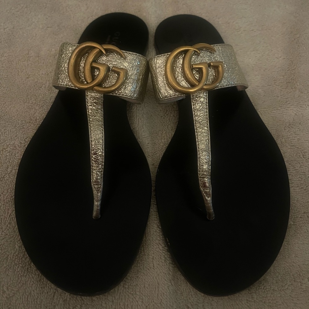 Gucci double G Women's Gold Slide Sandals